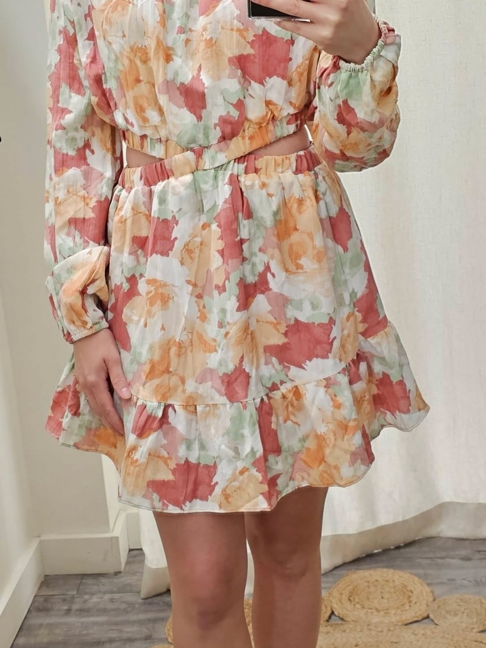 Floral Watercolor Tiered Mini Dress